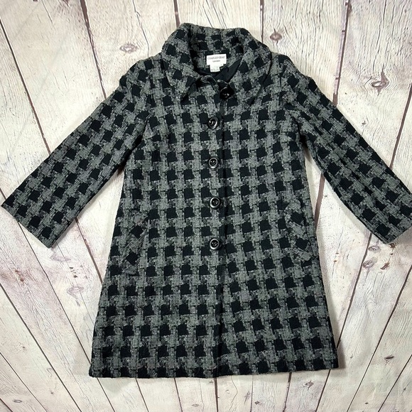 Charles Gray London Wool Blend Houndstooth Peacoat, Black And Grey, Size Small - Picture 3 of 8
